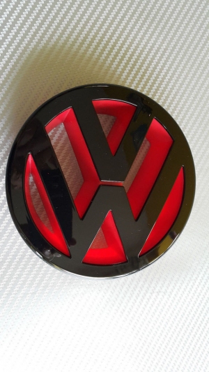 Gloss Black and Red Front VW Badge